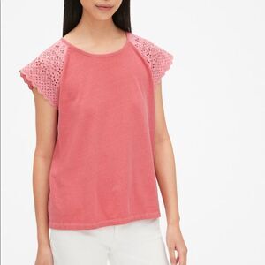 New w Tags GAP Eyelet Lace Sleeve Tank Top Coral S